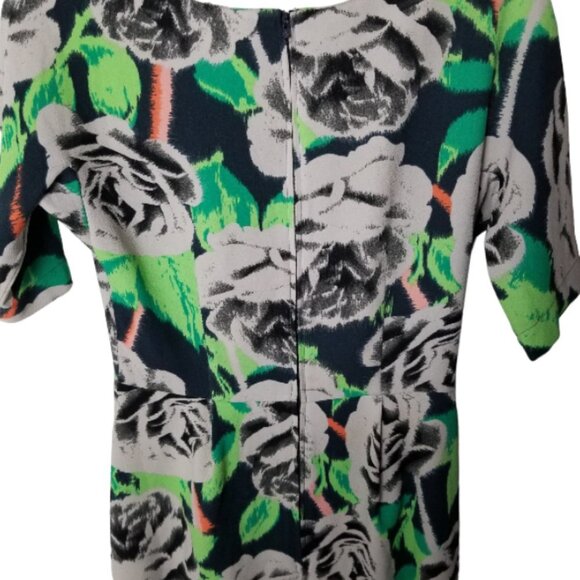 ASOS Size 4 Bright Floral Wiggle Print Short‎ Sleeve Midi Dress Pockets - Picture 5 of 13